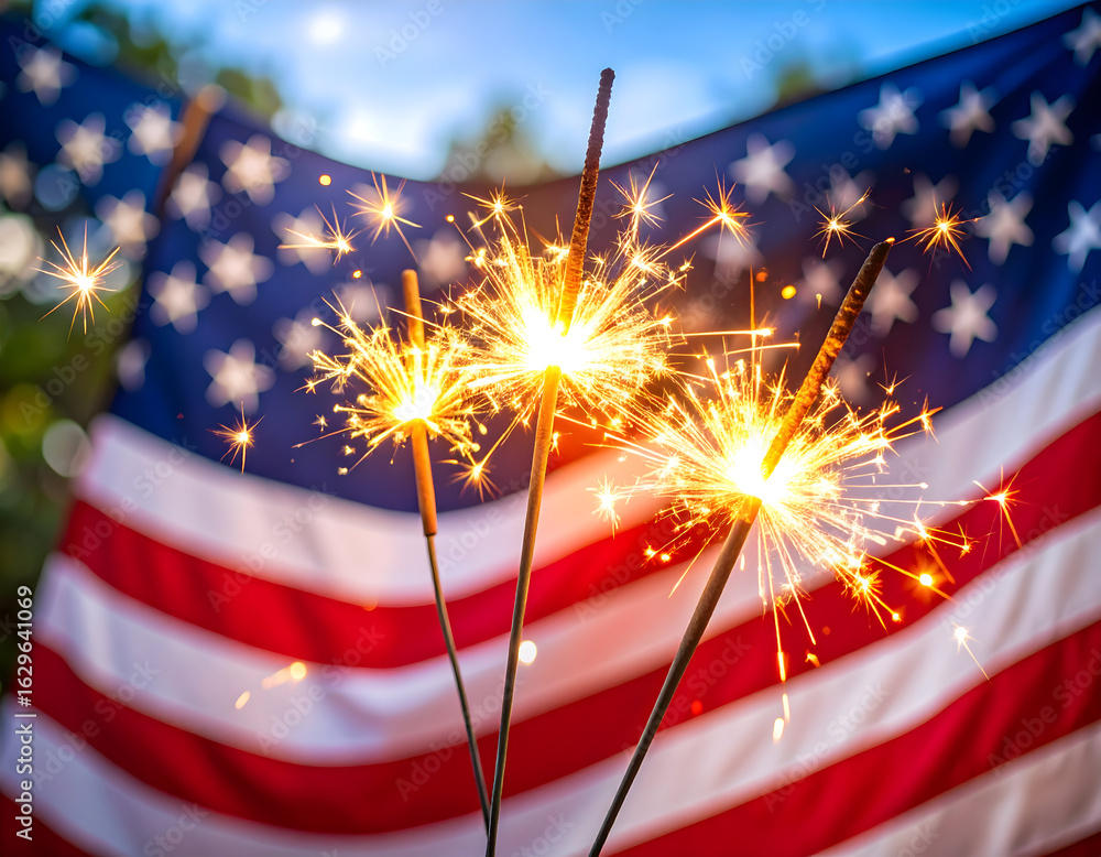 Poster sparklers and flag festive background image
