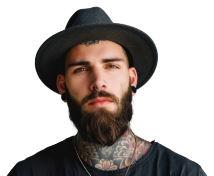 PNG Tattoo portrait beard man.