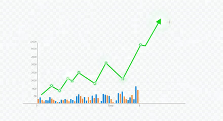 Fototapeta premium Transparent or png stock market investment trading graph growth. Trade business analytics graph and financial chart.