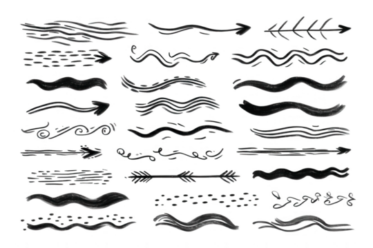 Collection of textured, wavy graphic elements