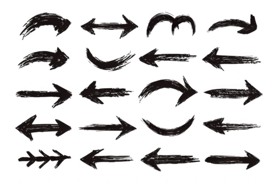 Hand-drawn dark arrows on black background