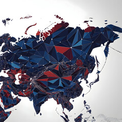 A stylized map of Russia composed of intri