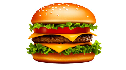 Fresh cheeseburger on a transparent background