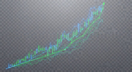 Transparent or png stock market investment trading graph growth. Trade business analytics graph and financial chart.