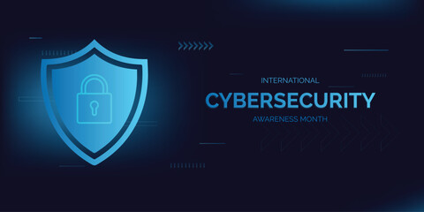 International cyber security awareness month is observed. flat design Cyber security banner Modern gradient color