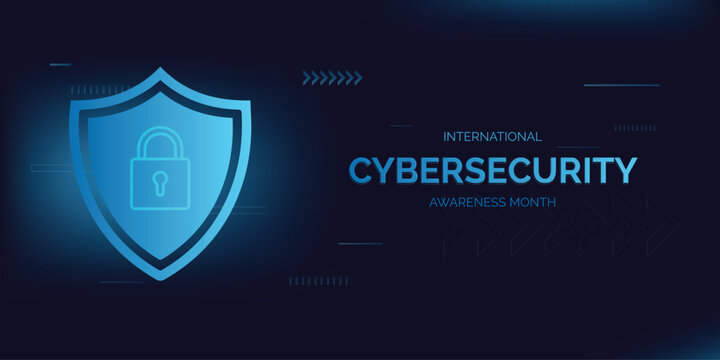 International cyber security awareness month is observed. flat design Cyber security banner Modern gradient color