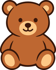Obraz premium Adorable Brown Teddy Bear Illustration with Simple Design and Soft Colors Perfect for Children's Material