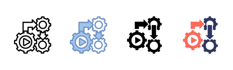 Process icon sheet multiple style collection