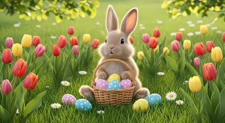 Spring Meadow Basket Scene