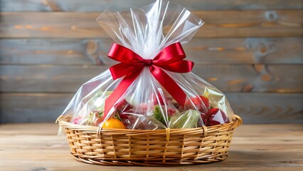 Gift basket with red bow