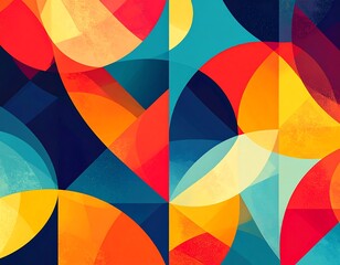 Abstract geometric pattern of overlapping shapes in vibrant colors