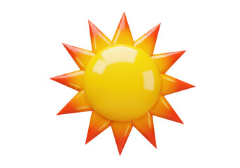 Isolated Bright and Stylized Orange and Yellow Sun Icon Symbol