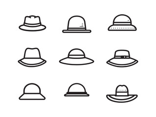 Classic Sun Hat line art fashion drawing idea