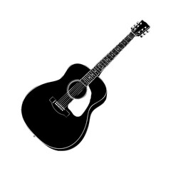Obraz premium black and white line art illustration of Acoustic guitar