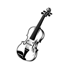 Obraz premium black and white line art illustration of classic violin with out shadow