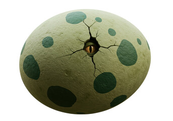 Isolated Cracked Dinosaur Egg Revealing a Reptilian Eye © Ryan