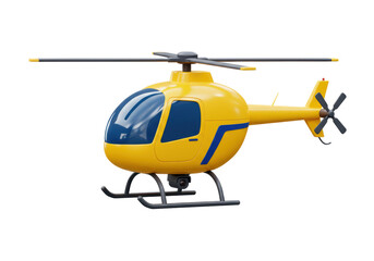 Isolated Bright Yellow 3D Cartoon Helicopter with a Camera Mount