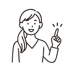 Casual Woman Giving Advice, minimal line art illustration