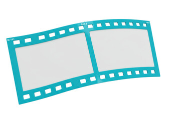 Isolated Blue 3D Film Strip with Blank Frames for Creative Content or Storytelling