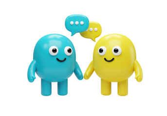 Isolated 3D Cartoon Characters Communicating with Speech Bubbles