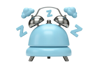 Isolated Cute Cartoon Blue Alarm Clock with 