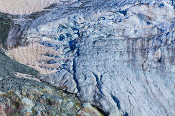 closeup glacier in the snowbound mountain