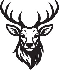 Naklejka premium Majestic Stag Head Illustration a Stunning Black and White Vector Design for Nature and Wildlife Enthusiasts