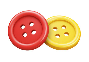 Isolated Red and Yellow Clothing Buttons, Sewing and Craft Supplies