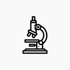 Simple Black Line Art Illustration of a Microscope.