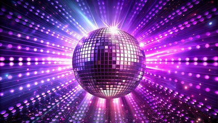 Disco ball with purple light beams