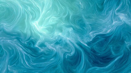 Fototapeta premium Ocean-blue swirl flow with pale teal highlights and diffused glow for seamless abstract backdrop