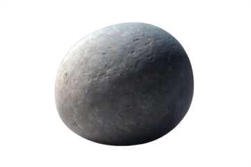 A single smooth, round gray stone pebble isolated on a transparent background, representing nature and simplicity