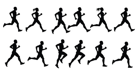 Running People Action Poses Silhouette