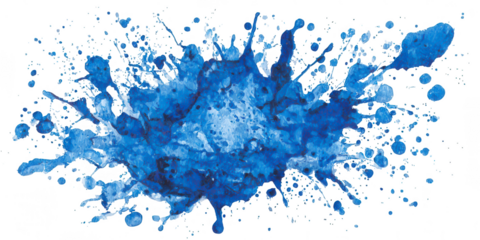 Abstract splatter of vibrant blue