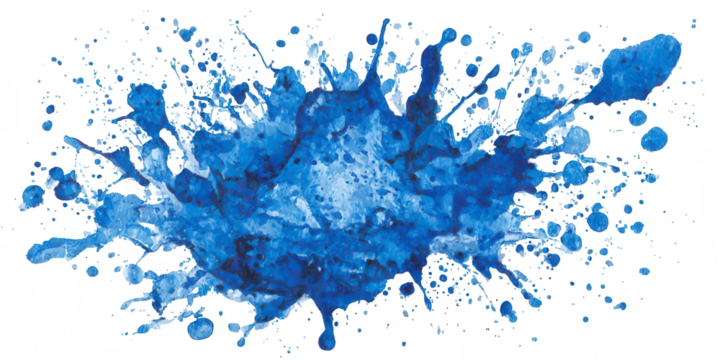 Abstract splatter of vibrant blue