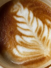 Latte art, coffee drawing, coffee foam texture