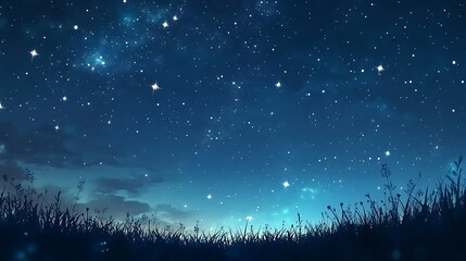 Naklejka premium Star-filled galaxy view with glowing moon and forest silhouette high resolution picture