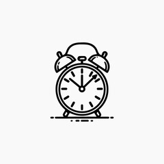 Stylized Alarm Clock Icon with Bell Ringer and Minute Hand at Twelve.