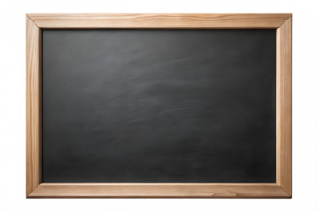 Old wooden framed blackboard isolated on transparent background for educational purposes and messages