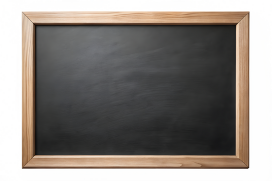 Old wooden framed blackboard isolated on transparent background for educational purposes and messages