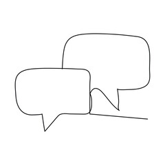 speech bubble Continuous one line art shape speech bubble isolated flat design. 