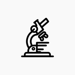 Stylized Microscope Icon with Bold Black Lines for Scientific Research.