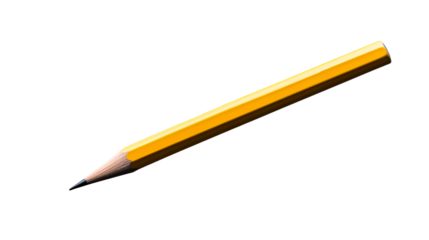 Yellow pencil lying on a transparent background for creative use
