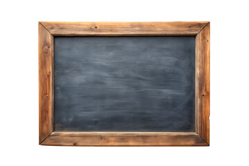Empty rustic wooden framed chalkboard isolated on a transparent background, perfect for educational content