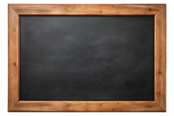 A vintage wooden framed chalkboard, isolated on a transparent background, ideal for educational purposes