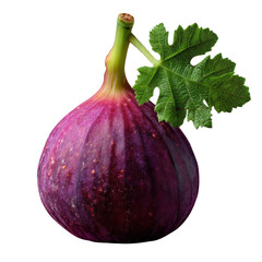 Fresh Fig with Green Leaf Isolated on White Background