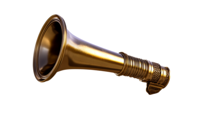 Vintage brass trumpet in a transparent background setting
