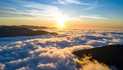 Sunset over a sea of clouds