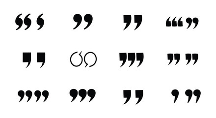 Collection of Quotation Mark Symbols in Black Silhouette Style silhouette