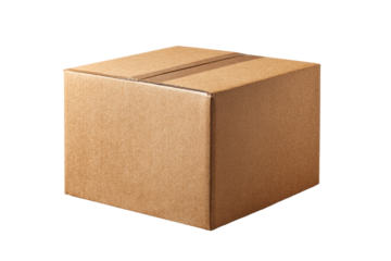 A cardboard box with a white background
